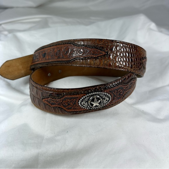 Buckles of America Mexico USA flag buckle with croc pattern leather belt 38 - Picture 4 of 12